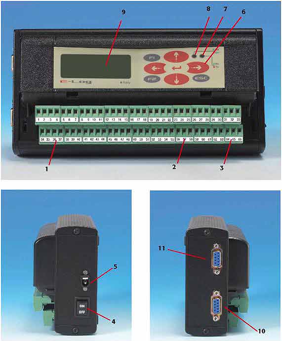 Datalogger ELO105, ELO305, ELO310, ELO515 : Enregistreur de donnes faible consommation, vue de face et de cot