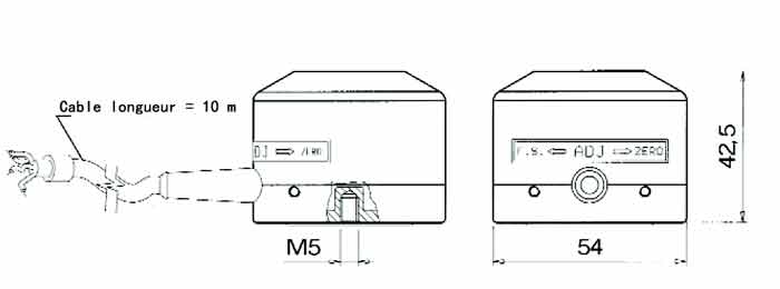 dessin des dimensions capteur / transmetteur de gaz