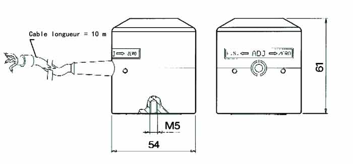 dessin des dimensions capteur / transmetteur de gaz
